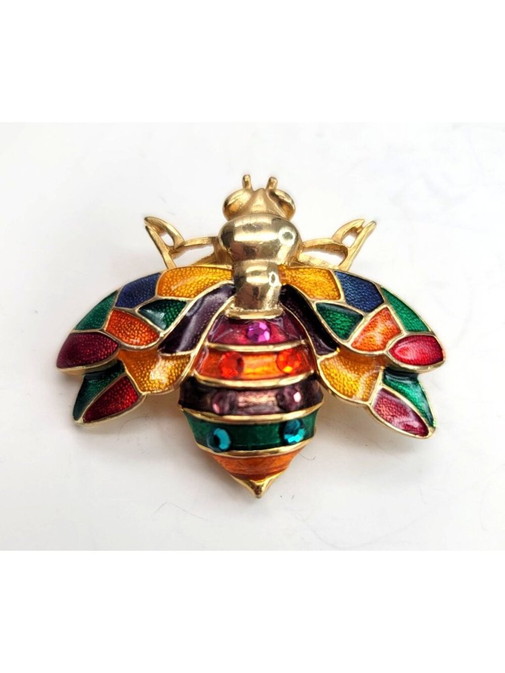 Wasp Bug Pin Multi-color Enamel Gold Tone Rhinestone Brooch Don-Lin CT526